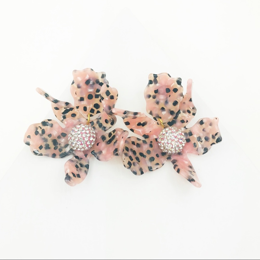 LELE SADOUGHI | Crystal Lily Earrings Pink Leopard